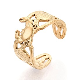 304 открытые кольца-манжеты из нержавеющей стали для женщин, краб, рыба и моллюск