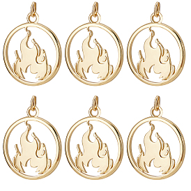 10 латунные подвески шт., с целью перехода в кольце, долговечный, плоский круглый с огнем