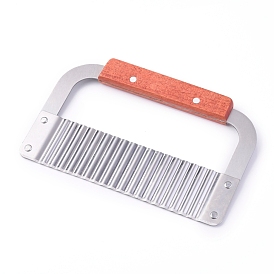 Stainless Steel Blade Cutting Tool, with Wood Handle, Crinkle Cut Knifes, Salad Chopping Knifes
