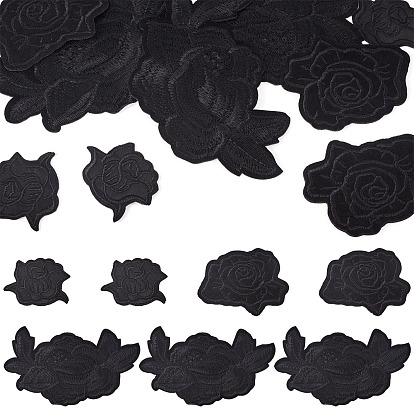 9 шт. 3 стили компьютеризированная вышивка тканевые лоскуты, наклеить патч, аксессуары для костюма, аппликация, цветок, роза