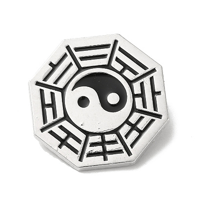 Tactique à huit diagrammes avec broche en alliage yin yang, insigne octogonal pour vêtements de sac à dos