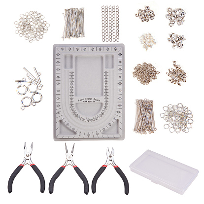 Herramientas de la joyería, Con nudo de puntas de cuentas de hierro cubre, latón chafas cubiertas, hierro termina con cadenas extensor giro, Broches de aleación y alicates de joyería de acero al carbono.