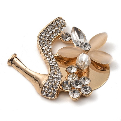 Alloy Glass Rhinestone Cabochons, with Resin, High-heeled Shoes with Flower