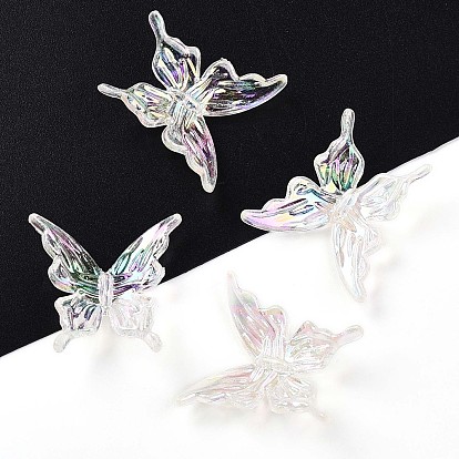 Прозрачные акриловые бусины, бабочка, с покрытием AB цвета