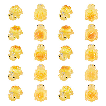 20шт. 10 стили прозрачные смоляные подвески в форме черепахи в форме хлеба, с железной платиной петлей
