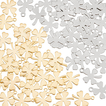 60 шт. 2 цвета 201 и 304 подвески из нержавеющей стали, клевер