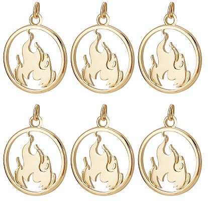10 латунные подвески шт., с целью перехода в кольце, долговечный, плоский круглый с огнем