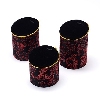 Wood Pendant Display Stand Sets, with Cloth and Velvet, 5.4~7.1x5.1cm