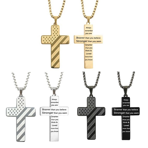 Американский флаг, библейский крест 304 подвески из нержавеющей стали для мужчин