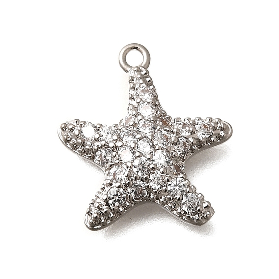 Латунные микро проложить кубического циркония подвески, прелести морская звезда, без кадмия и без свинца, долговечный, стойки покрытие, пятиконечную звезду