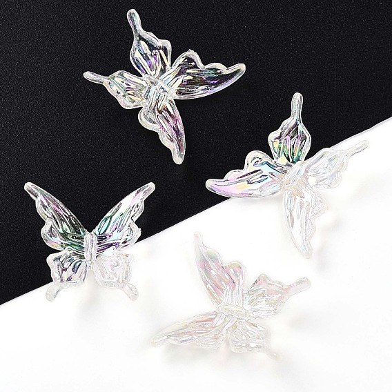 Прозрачные акриловые бусины, бабочка, с покрытием AB цвета