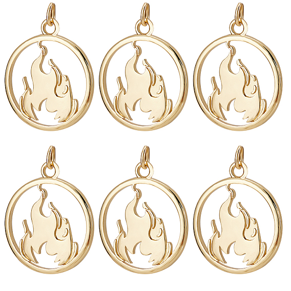 10 латунные подвески шт., с целью перехода в кольце, долговечный, плоский круглый с огнем