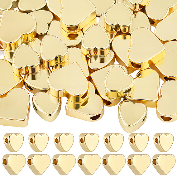 60 шт 2 стили латунные бусины, сердце