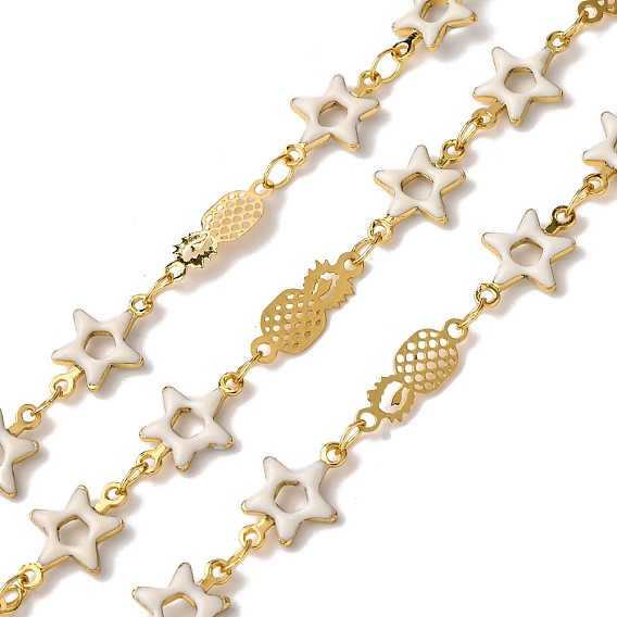 Латунный ананас с цепями со звездообразными звеньями, с эмалью, пайки, с катушкой