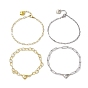 4шт. 4 стиль латунь и 304 нержавеющая сталь цепочка браслеты наборы скрепки, с сердечками из латуни магнитные застежки с петлями для женщин