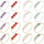 16pcs 8 styles de bagues à doigts en pierres précieuses mixtes, bijoux en fil de cuivre pour femmes