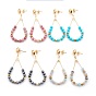 Brass Ear Studs, with Natural & Synthetic Mixed Stone, and Electroplate Non-magnetic Synthetic Hematite Beads, Golden