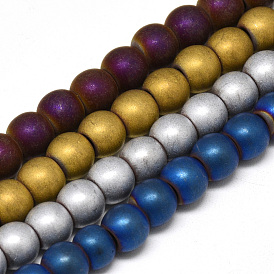 Galvanoplastie non magnétiques hématite synthétique brins de perles, Style mat, ronde