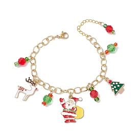 Christmas Theme Alloy Enamel Charms Bracelets for Women