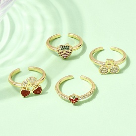 Открытые кольца манжеты из латуни с микропаве и кубическим цирконием, без кадмия и без свинца, долговечный, стойки покрытие, реальный 18 k позолоченный