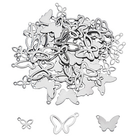 60 pcs 3 style 304 pendentifs en acier inoxydable, papillon