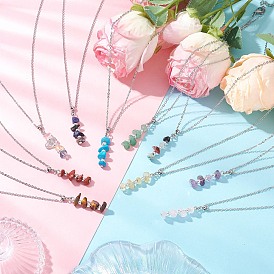 10 шт. 10 стили кулон из бисера с каменной крошкой 304 ожерелья из нержавеющей стали с цепочкой, цвет нержавеющей стали