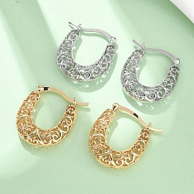 Латунь обруч серьги для женщин, овальные