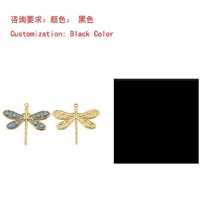 Pendentifs en acier inoxydable, avec l'émail, or, breloque libellule