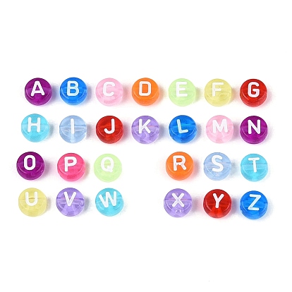 Прозрачные акриловые бусины, плоские круглые с буквы