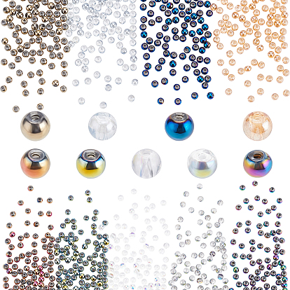 1530Pcs 9 Colors Electroplate Glass Beads Strands, Round