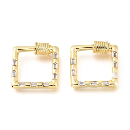 Латунные микропаве, кубический цирконий, винт, карабин, подвески с замком, для изготовления ожерелий, квадратный, золотые