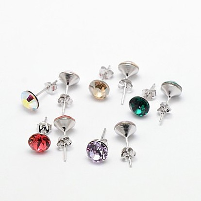 San Valentín regalos para sus románticas pendientes de cristal austriaco espárragos, con 925 pendientes de plata de ley, 16x7 mm, pin: 0.8 mm