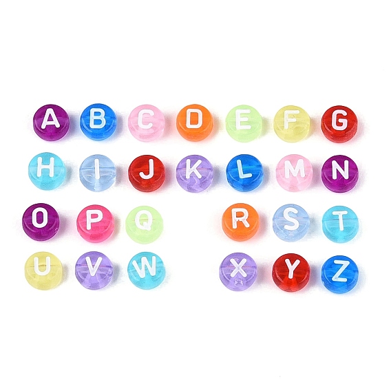 Прозрачные акриловые бусины, плоские круглые с буквы