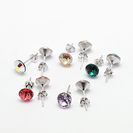 San Valentín regalos para sus románticas pendientes de cristal austriaco espárragos, con 925 pendientes de plata de ley, 16x7 mm, pin: 0.8 mm