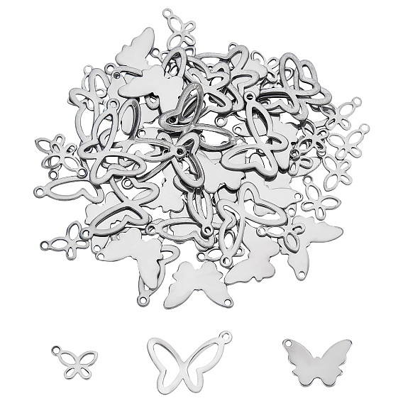 60 PC 3 Stil 304 Edelstahlanhänger, Schmetterling