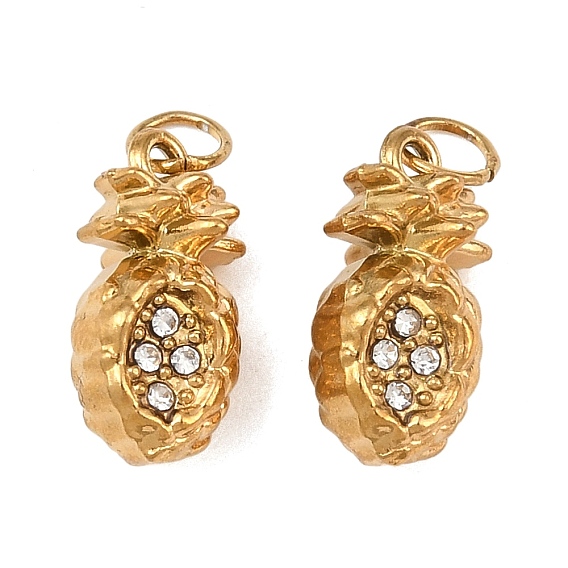 304 подвески из нержавеющей стали, ананасовые прелести, со стразами, ионное покрытие (ip), с целью перехода в кольце