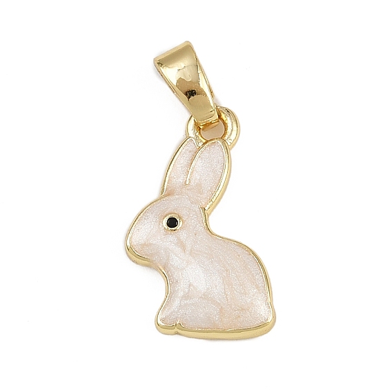 Латунные микро проложить кубического циркония подвески, кролик, с эмалью, без кадмия и без свинца, реальный 18 k позолоченный