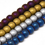 Electroplate Non-magnetic Synthetic Hematite Beads Strands, Matte Style, Round
