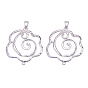 Alloy Links/Connectors, Matte Style, Flower, 925 Sterling Silver Plated