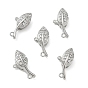SHEGRACE Brass Micro Pave Clear Cubic Zirconia Lobster Claw Clasps, Leaf, Cadmium Free & Lead Free & Nickel Free