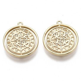 Brass Coin Pendants, Nickel Free, Flat Round