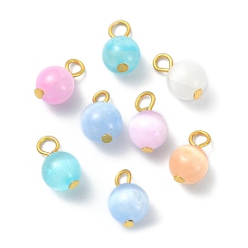 20Pcs Dyed Natural Selenite Round Charms, with Golden Tone Iron Loops