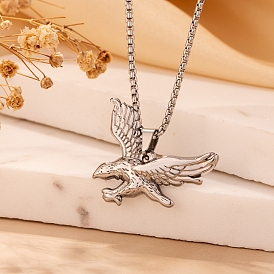 Vintage Stainless Steel Eagle Pendant Necklaces, Hip-hop Design Fashion Jewelry