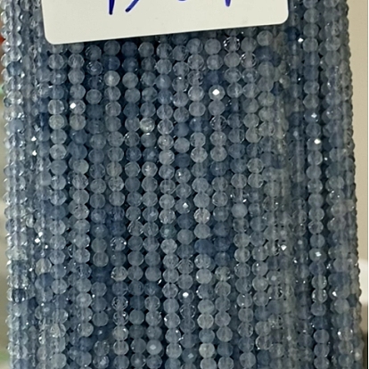 Aigue-marine naturelle brins de perles, ronde, facette, Grade a