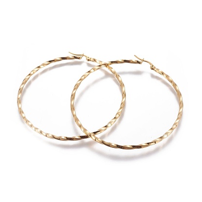304 Stainless Steel Hoop Earrings, Hypoallergenic Earrings, Twisted Ring