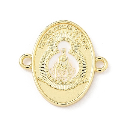 Подвески из латунной эмали, овал со словесными ссылками nuestra senora de suyara, без свинца и без кадмия, долговечный, стойки покрытие, реальный 18 k позолоченный