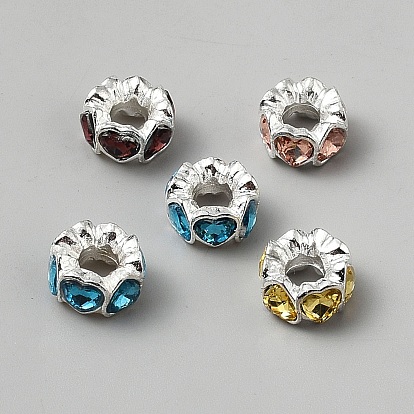 Alloy Rhinestone European Beads, Large Hole Beads