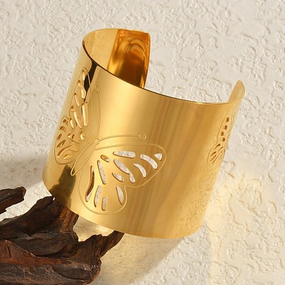 304 женские браслеты-манжеты из нержавеющей стали, бабочка