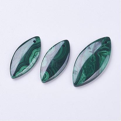 Natural Malachite Pendants, Horse Eye, 3pcs/set