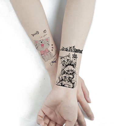 Съемные временные татуировки с рисунком кота из мультфильма, бумажные наклейки